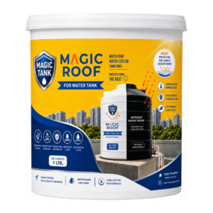 Magic Tank Advance heat reflective coating applied on rooftop water tank for reducing heat absorption and keeping water cooler.
